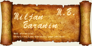 Miljan Baranin vizit kartica